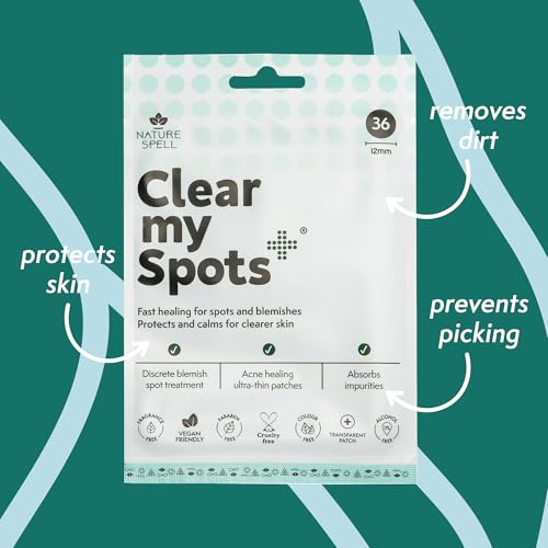 Nature Spell Clear My Spots Patches, Removes Dirt and Excess Oils, Targets Pimples and Blemishes, Vegan, Translucent, 36 Patches