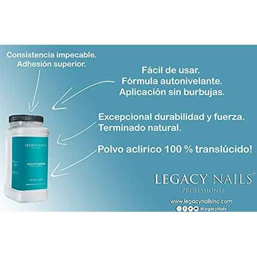 Legacy Nails Professional Crystal Clear Acrylic Powder, Net Wt. 1 lbs. / 16oz. - Mix With Glitter, Pigment and Create Custom Acrylic Nail Extension Colors