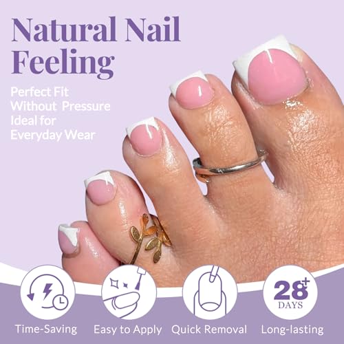 AddFavor 160pcs French Tip Press On Toenails - Glossy Pink