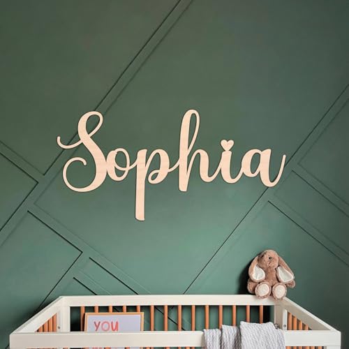 Custom Wood Name Sign For Nursery, 1/3 INCH THICKNESS, Boho Nursery Sign, Family Name Signs, 3D Wall Art for Children & Kids Rooms, Baby Shower, First birthday gift(First Name)