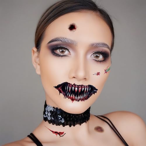 Halloween Temporary Tattoos 40 Sheets Clown Face Scars