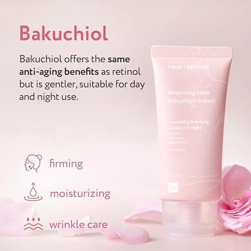 Face Republic Blooming Time Bakuchiol Cream 50ml 1.69 fl oz | Day & Night Nourishing Cream, Wrinkle Care | Bakuchiol, Adenosine | Firm, Elastic, Plump Skin | Cruelty-Free Vegan Korean Skin Care