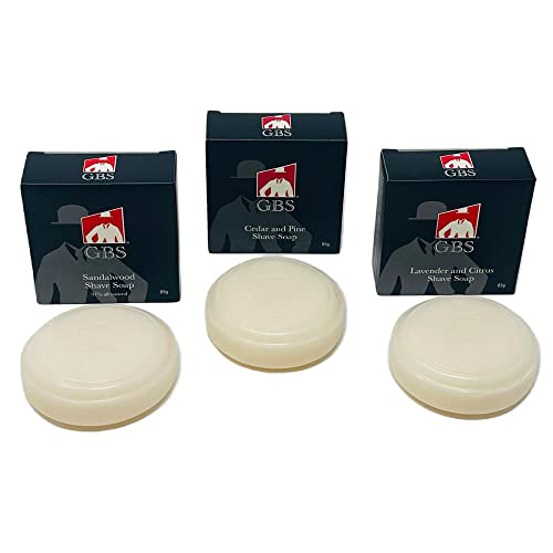 G.B.S Men's Shaving Soap 97 Percent All Natural Enriched with Shea Butter and Glycerin, 3-Ounce, Each Pack of 3