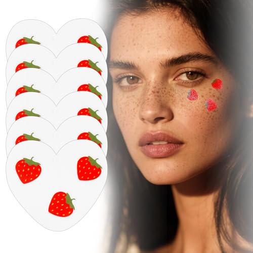 Boko Strawberry Speckles Temporary Tattoos, 6-Pack Waterproof Face Makeup