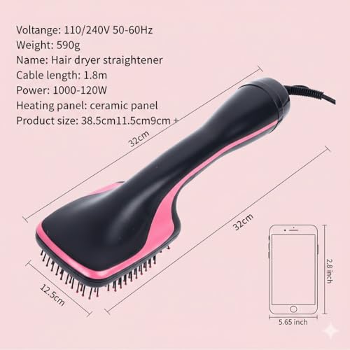3-in-1 Hair Dryer Brush with Ionic Technology & Paddle Design