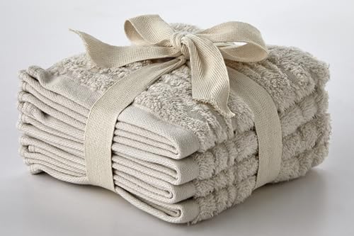 SKL Home CloudSoft Cotton 4-Piece Washcloth Set, Oatmeal