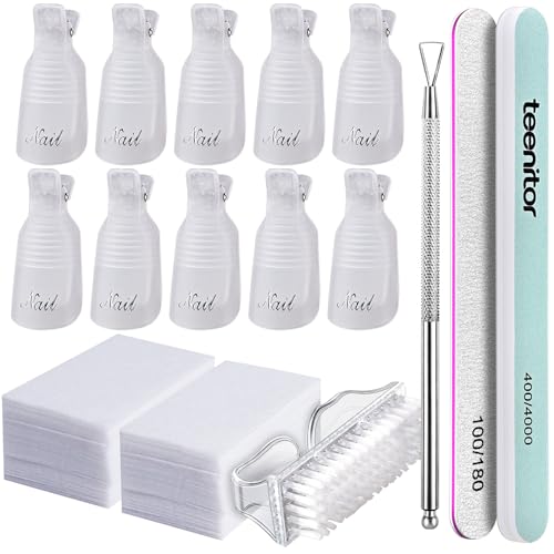 Gel Nail Remover Kit with Clips, Files & 115 Cotton Pads