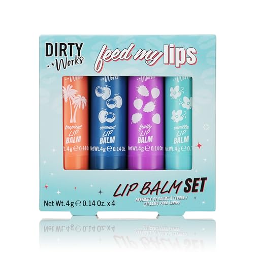 Feed My Lips, Lip Balm Set, 4 x 4g Nourishing, Hydrating Lip Salve Tubes Gift Set, Variaty of Fruity and Flavours