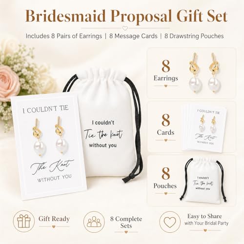 Elegant Bridesmaid Gift Set - 8 Pairs of Wedding Earrings