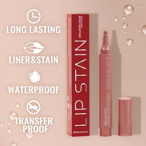 Lip Stain Set - 2-in-1 Matte Liquid Lip Liner, Long-Lasting Color (2-Pack)
