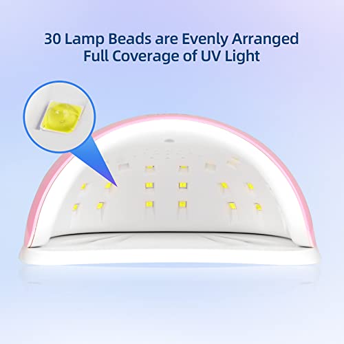 L'UGX 48W UV LED Nail Lamp Nail Dryer for Gel Polish with 3 Timer, Gel Nail Polish Curing UV Light, Perfect for Home Salon Use (Pink)
