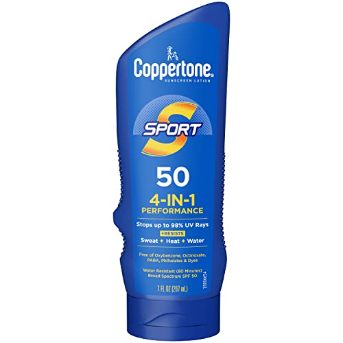 Coppertone SPORT Sunscreen SPF 50 Lotion, Water Resistant Sunscreen, Body Sunscreen Lotion, 7 Fl Oz (Pack of 12)