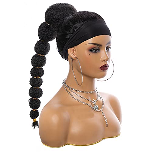 Doren 18inch Synthetic Kinky Straight Hair Bubble Ponytail #1B Color African American Wrap Synthetic Drawstring Afro Puff Ponytail Hair Extensions