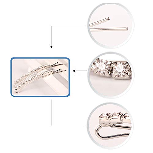 12 Rhinestone Bobby Pins Silver Crystal Hair Clips