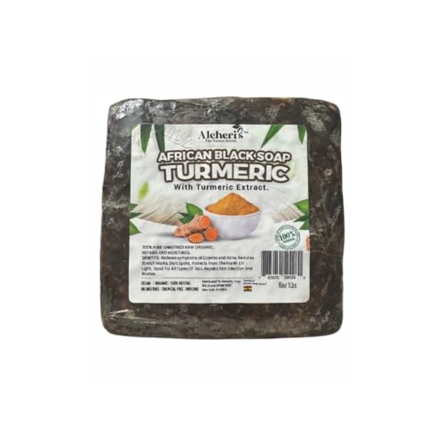 Aleheri's African Black Soap Turmeric 16 oz - 100% All Natural, Raw