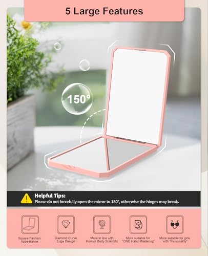 WOBSION Portable 1x/2x Magnifying Travel Makeup Mirror - Pink