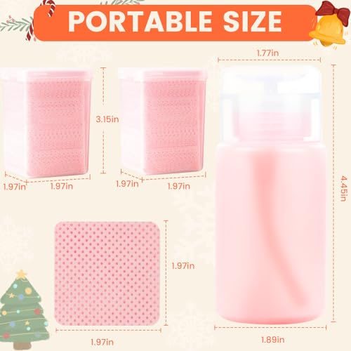 Lint Free Nail Wipes Set with 120ml Pump Dispenser - 400 Count Kit