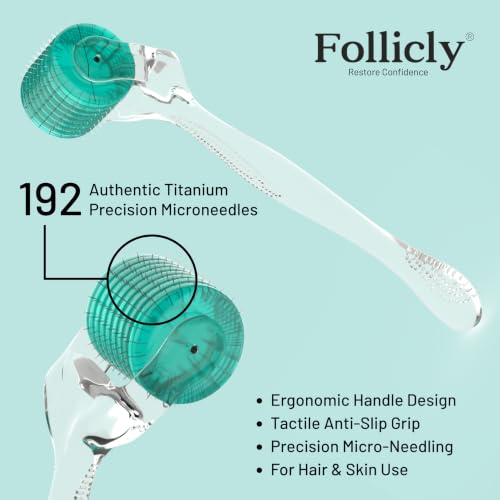 Follicly Derma Roller – 192 Titanium Microneedles for Hair & Skin