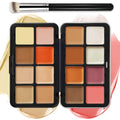 16-Color Cream Blush Contour Palette with Brush
