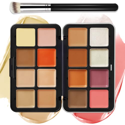 16-Color Cream Blush Contour Palette with Brush