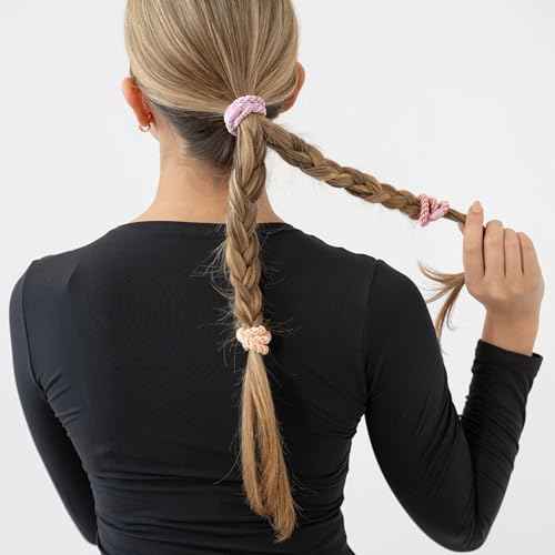 Blue & Pink Hair Ties for Thick Hair, Grab & Go Ponytail Holders, 8 Pack, Tutu, Thick No-Crease Bands with Strong Hold, Damage-Free Design, Soft Ballet-Inspired Mix | L. Erickson