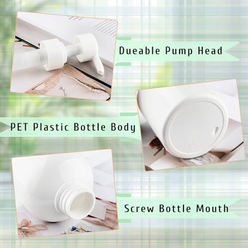 5 Pcs 500ml/17oz PET Round Plastic Shampoo Pump Jar Leakproof Large Lotion Dispensers Refillable Body Wash Container for Essential Oil Hair Conditioner