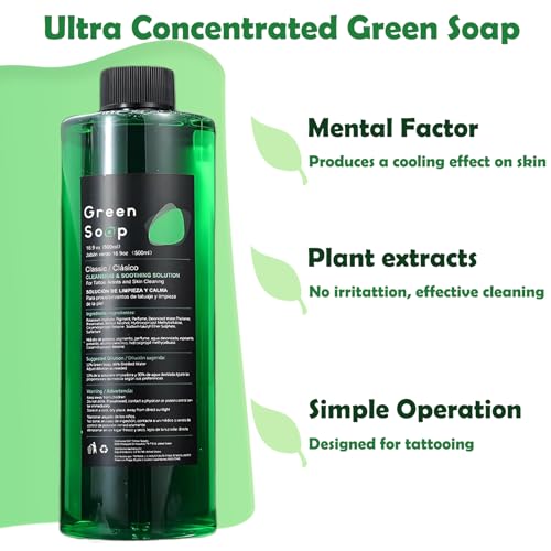 Ultra Concentrated Green Tattoo Soap Kit - 16.9OZ & Foam Dispenser