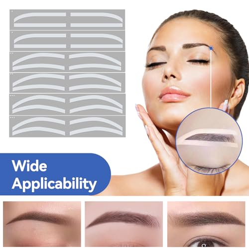 6 Pairs Eyebrow Tattoo Stickers, Microblading Stencil Template Guide