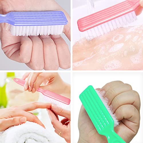 Nail Brush for Cleaning Fingernails and Toenails - Macaron Handle Grip - 6 Pack