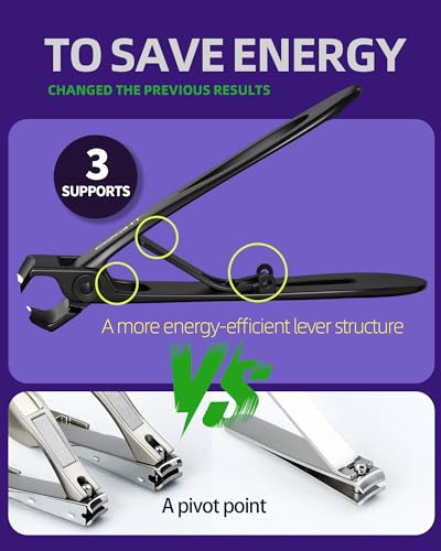 SZQHT Black Ultra Wide Jaw Opening Toenail Clippers for Thick Nails Heavy Duty Stainless Steel