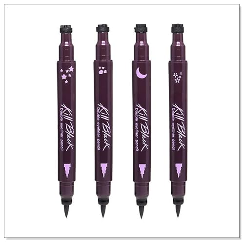 4-Piece Dual-End Eyeliner Stamp Pen Set - Shapes & Liner