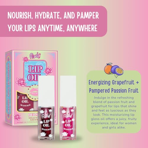 RUDE Tinted Lip Oil - Hydrating Gloss with Passion Fruit