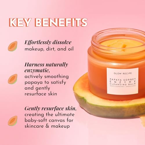 Glow Recipe Papaya Enzyme Cleansing Balm 3.38 oz – Gentle Oil‑to‑Milk Facial Cleanser
