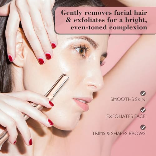 Eyebrow Razor for Face & Skin Care Reusable Metal Handle with 6 Blades