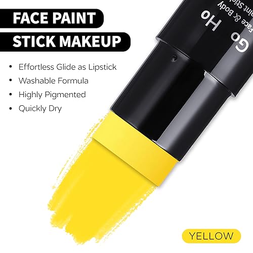 Yellow Face Paint Stick - Washable Cream Makeup for Halloween