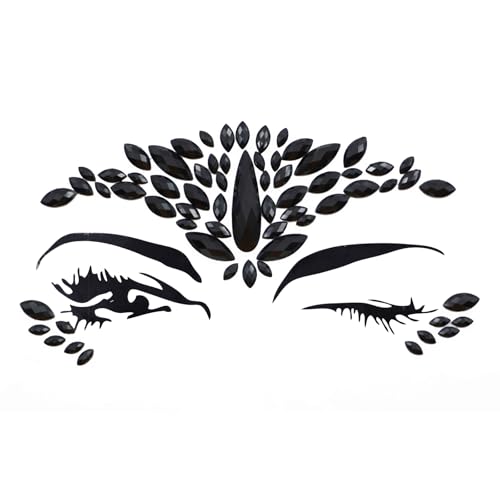 Black Face Jewels Sticker - Self Adhesive Crystal Gems