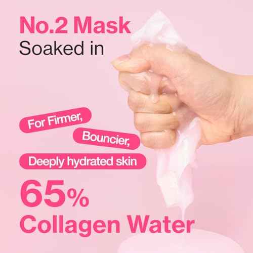 numbuzin No.2 Sheet Mask | Rose PDRN Collagen Plumping Sheet Mask | Korean Mask for face | Brightening, Hydrating, Firming and Moisturizing | Collagen, Peptides, PDRN | 4ea