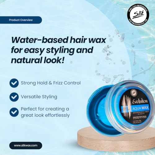 SLIK Aqua Wax Water-Based Hair Styling Wax - Strong Hold, Frizz Control, Easy Wash Out - Unisex for Men, Women, Teens, and Kids (140g / 4.9oz)