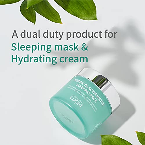 luoki Nordic Glacier Water Sleeping Pack 80g (2.82 Oz) - Skin Hydrating, Soothing & Anti Wrinkle Moisturizing Gel Cream Sleeping Mask