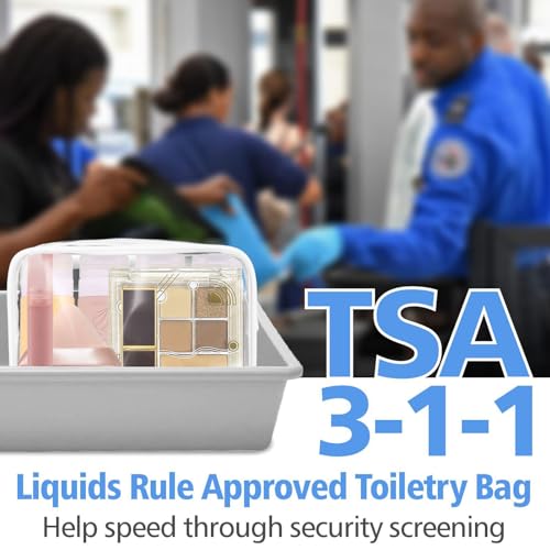 12 Pieces Clear Cosmetic Bag, PVC Waterproof Makeup Bags with Zipper, TSA Approved Toiletry Bag for Travel, Transparent Pouches Organizer Storage for Men and Women (White, Small)