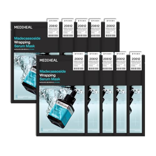 Mediheal Wrapping Serum Mask [Madecassoside] Blemish Repair ? Intensive Calming & Repair Care with 98% Pure Madecassoside & CICA Complex ? Helps Calm Skin's Blemish Spots (10 Sheets)