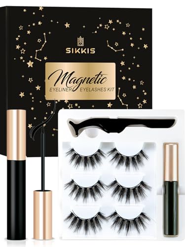 Magnetic Eyelashes Kit with Eyeliner - 5D Faux Mink, 3 Pairs
