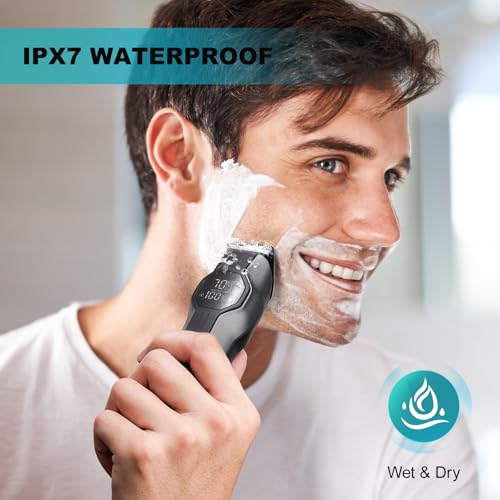Beard Trimmer for Men - 14 in 1 Professional Mens Grooming Kits, Hair Clippers with Dual-Speed Motor for Beard Head Body Face Nose Ear Mustache Trimmer IPX7 Level LED Display 210 Min Electric Razor