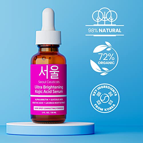 SeoulCeuticals Kojic Acid Serum + Snail Mucin Cream - Korean Anti Aging Skincare Set