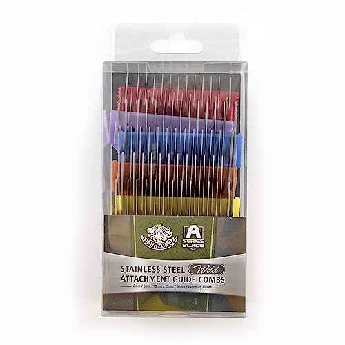 Furzone Wide Clipper Guard Comb Attachment Short 6 Pack Set Stainless Steel Attachment Guide Comb Set for Detachable Blade Pet, Dog, Cat Grooming