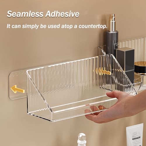 MORNITE 6 Pcs Medicine Cabinet Tray Organizer, Bathroom Vanity Toilet Cabinet Inside Shelves Storage Holder for Skincare Perfume Lipsticks Jewelry Brushes, Plastic Clear