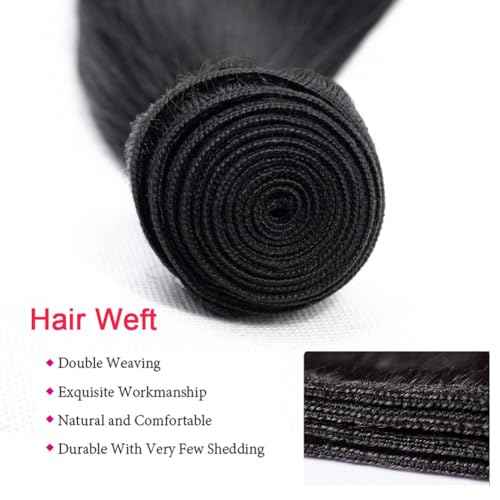 Great Grace Brazilian Straight Bundles Human Hair 14 16 18 Inch 12A 100% Unprocessed Virgin Human Hair Weave 3 Bundles Deals Natural Black Color (Natural Balck 3 Bundles, 14 16 18)