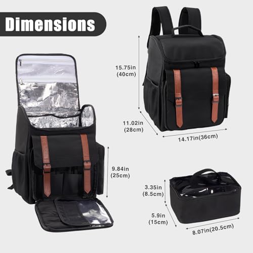 Hautton Traveling Barber Bag, Large Capacity Travel Hairdresser Case with Shoulder Strap Hairstylist Cosmetology Backpack for Hair Cutting Tools Barber Essential Supplies -Black