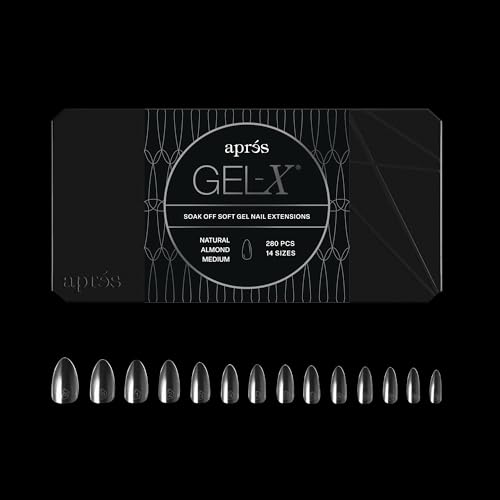 Apres Gel-X Almond Nail Tips Natural Almond Medium 280 Count with Half Sizes