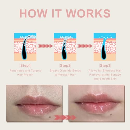 Women Facial Hair Removal Cream for Face Sensitive Skin, Painless Facial Depilatory Cream for Face, Flawless Unwanted Chin Upper Lip Hair Remover, At Home Pubic Hair Removal, 1.69 fl.oz